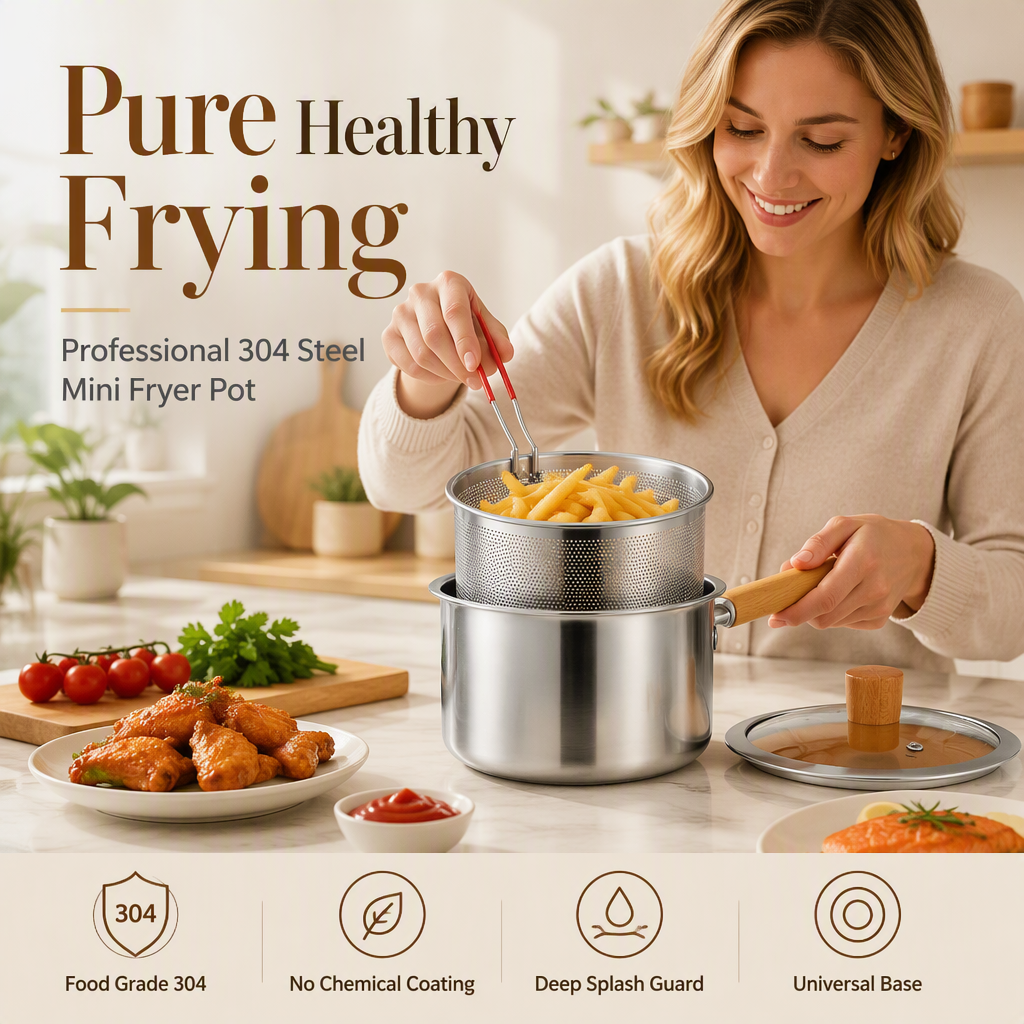 Stainless Steel Fryer Pot With Basket