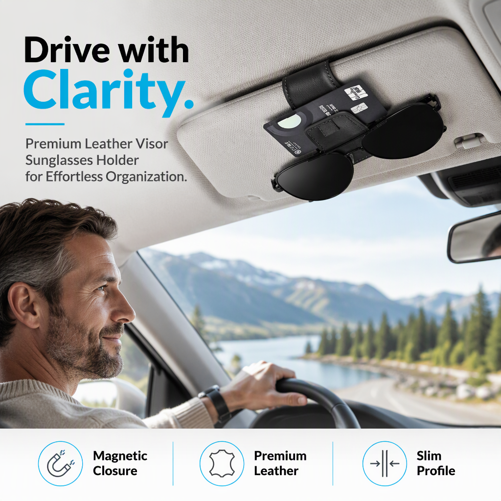 🕶️Car Sunglasses Holder Double Clip Eyeglasses Mount and Ticket Card Clip