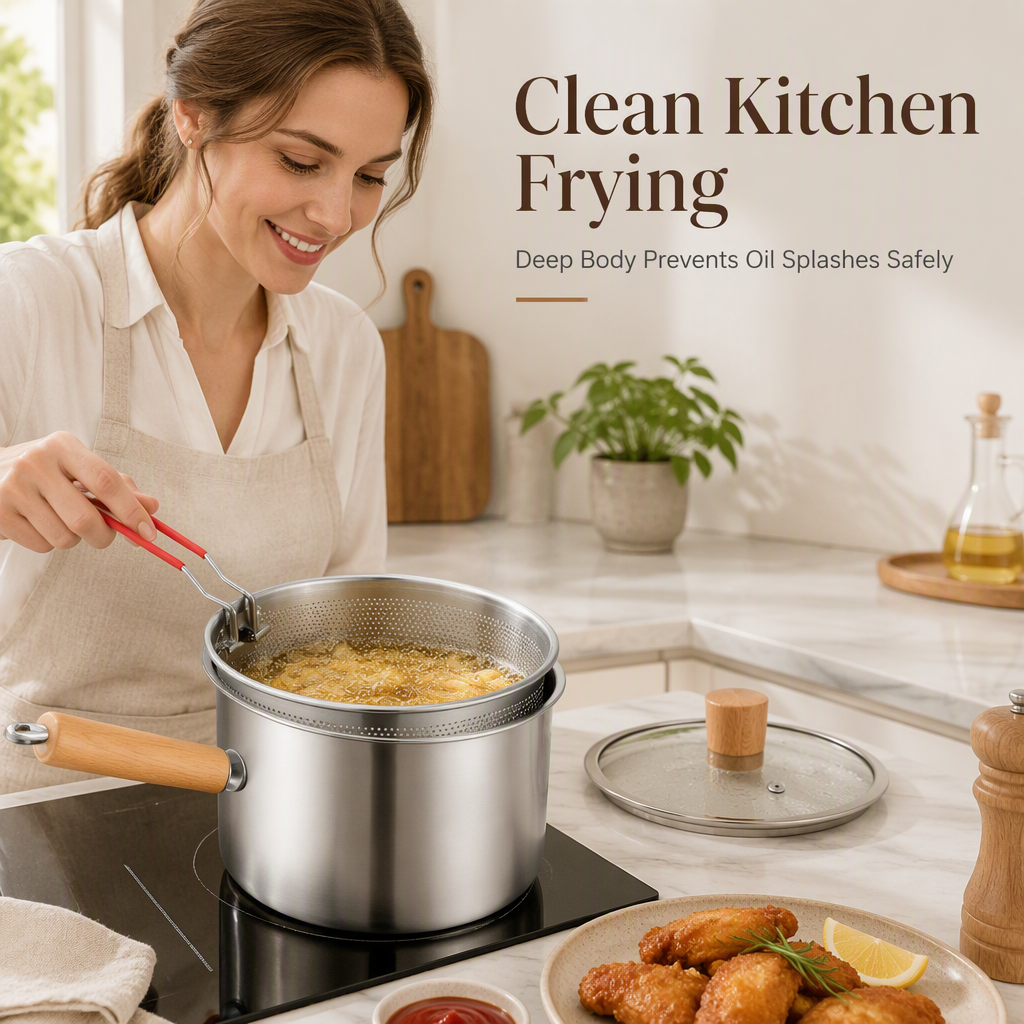 Stainless Steel Fryer Pot With Basket