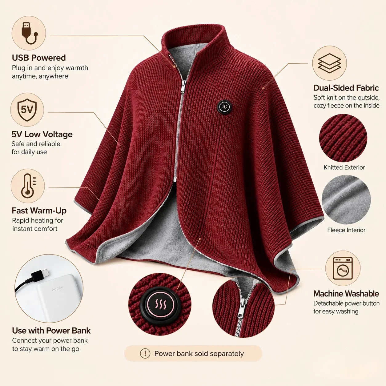 🔥 Christmas Sale — 50% OFF! ❄️ Stay Warm All Winter — Portable Electric Heated Blanket Shawl