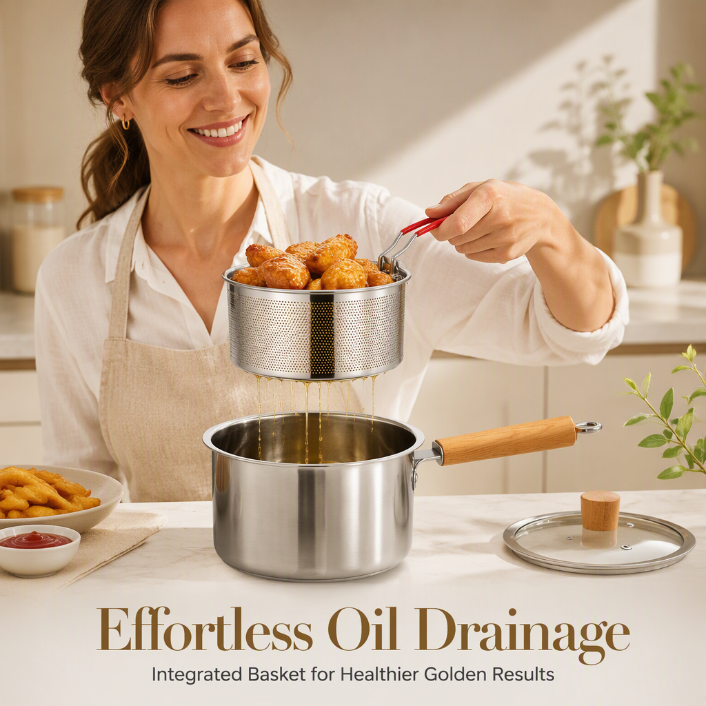 Stainless Steel Fryer Pot With Basket