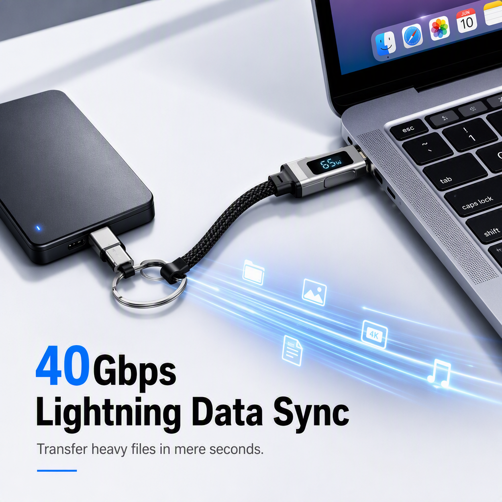4-in-1 Digital Display Keychain Charging Cable