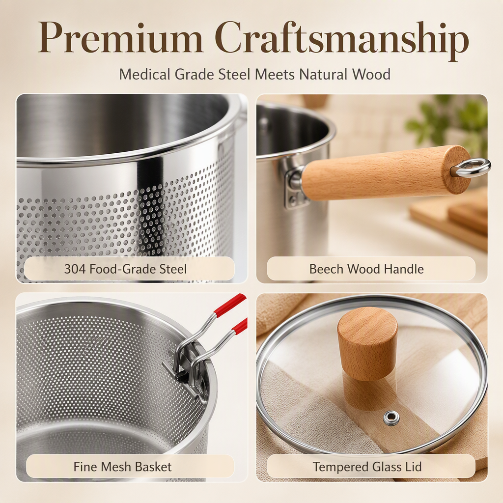 Stainless Steel Fryer Pot With Basket