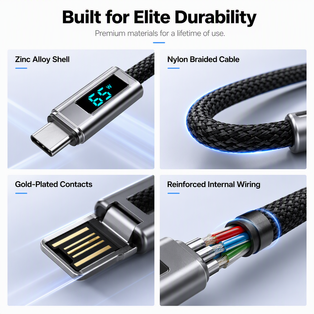 4-in-1 Digital Display Keychain Charging Cable