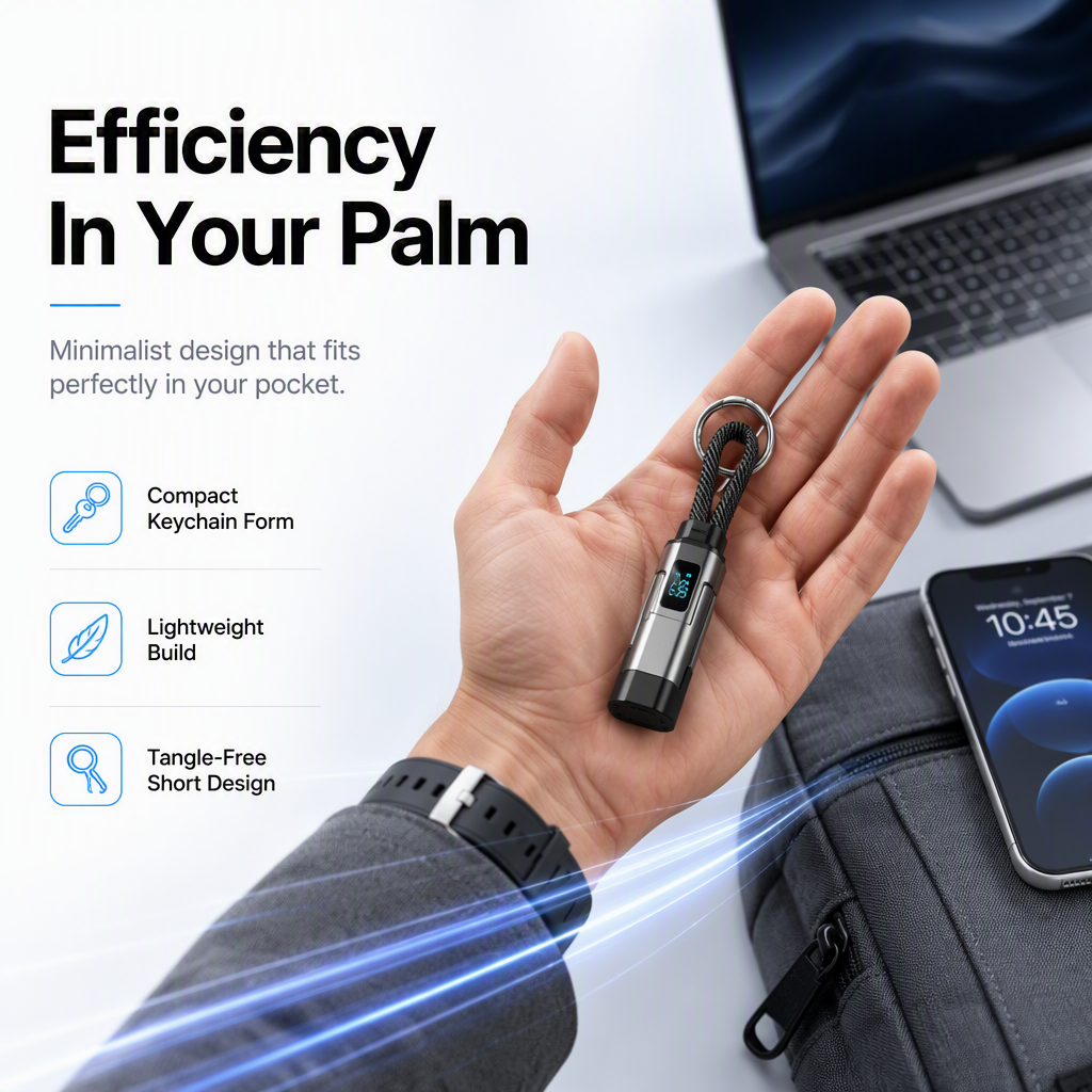 4-in-1 Digital Display Keychain Charging Cable