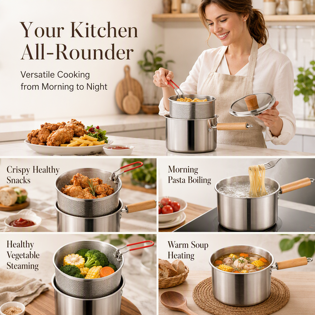 Stainless Steel Fryer Pot With Basket