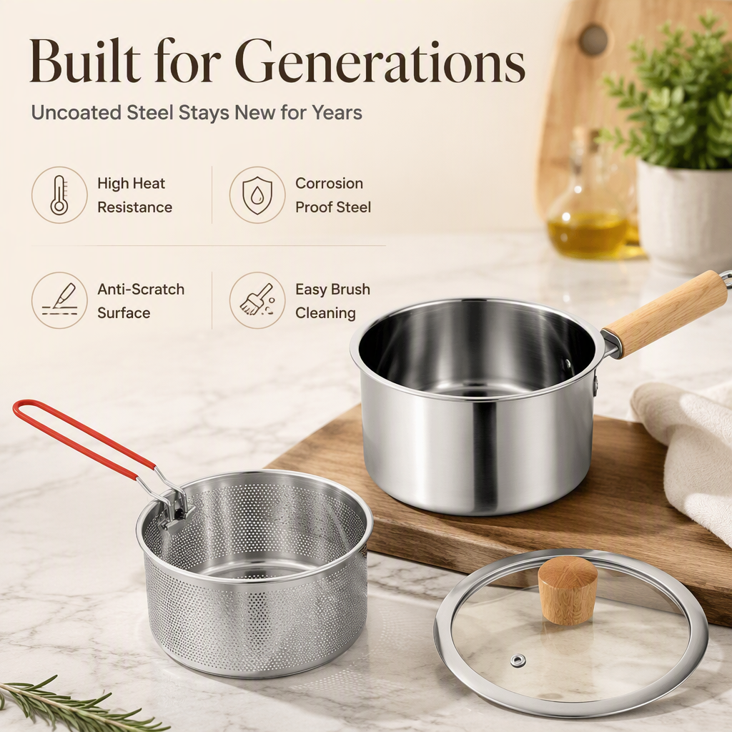 Stainless Steel Fryer Pot With Basket