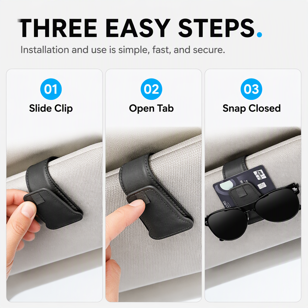 🕶️Car Sunglasses Holder Double Clip Eyeglasses Mount and Ticket Card Clip