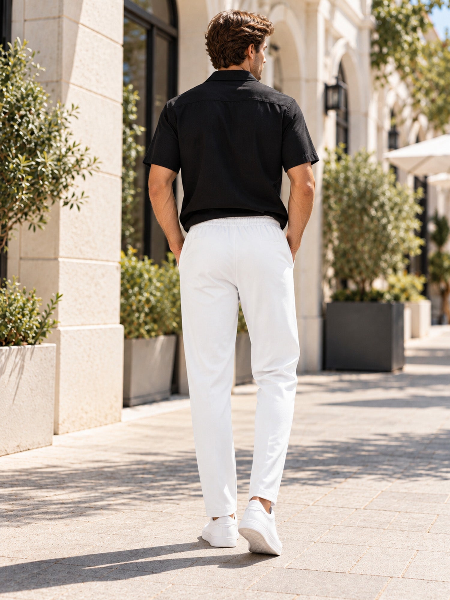 Men's Drawstring Waist Straight-Leg Pants