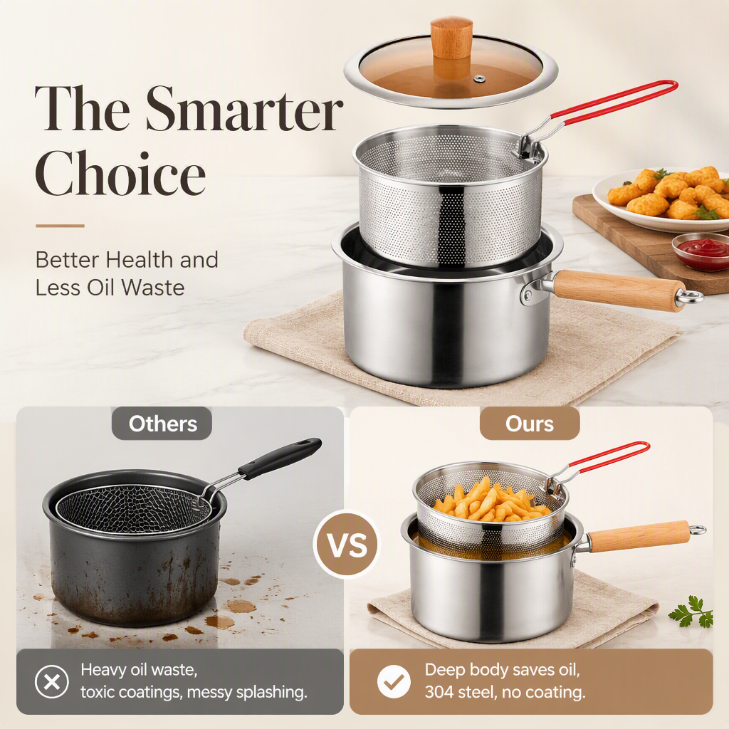 Stainless Steel Fryer Pot With Basket