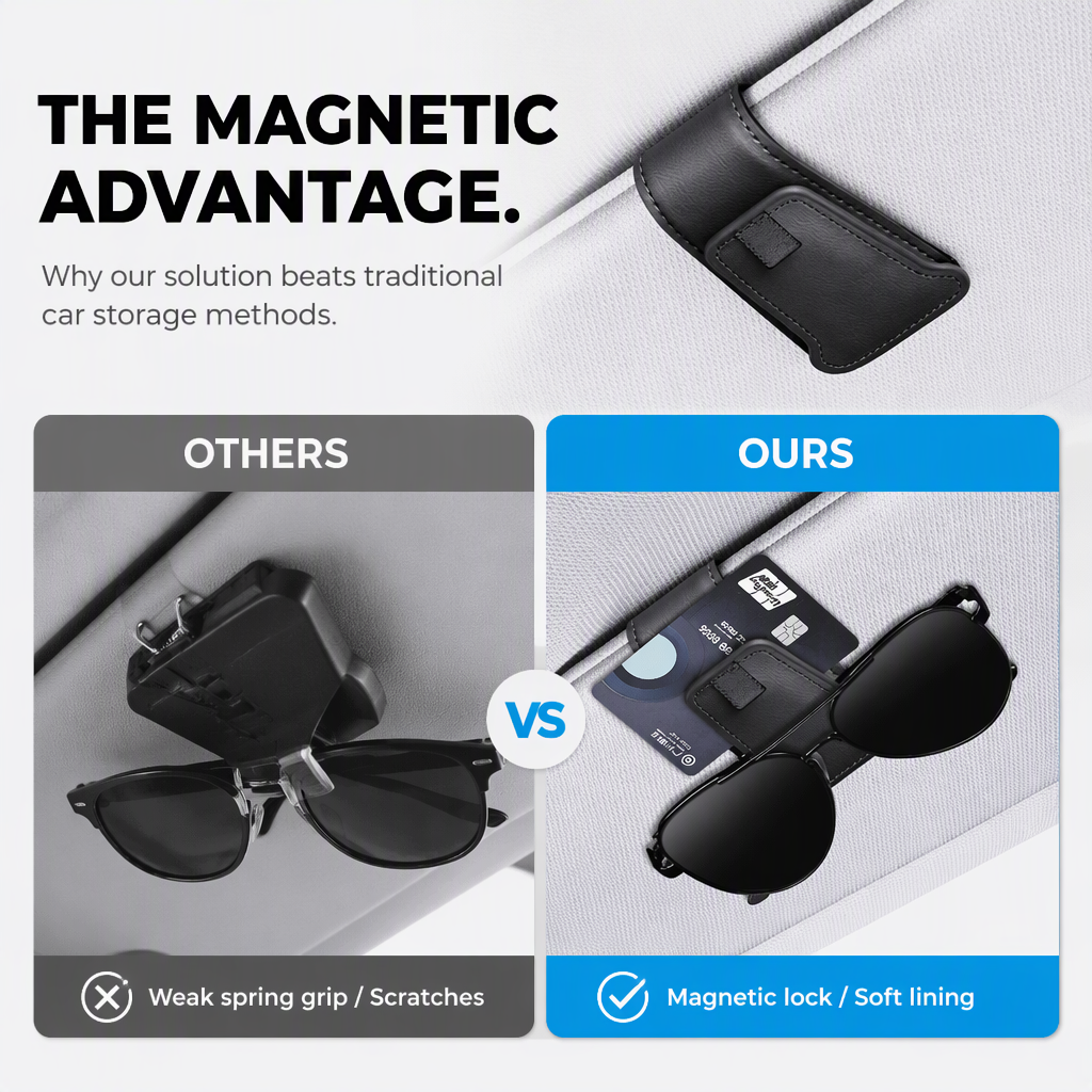 🕶️Car Sunglasses Holder Double Clip Eyeglasses Mount and Ticket Card Clip
