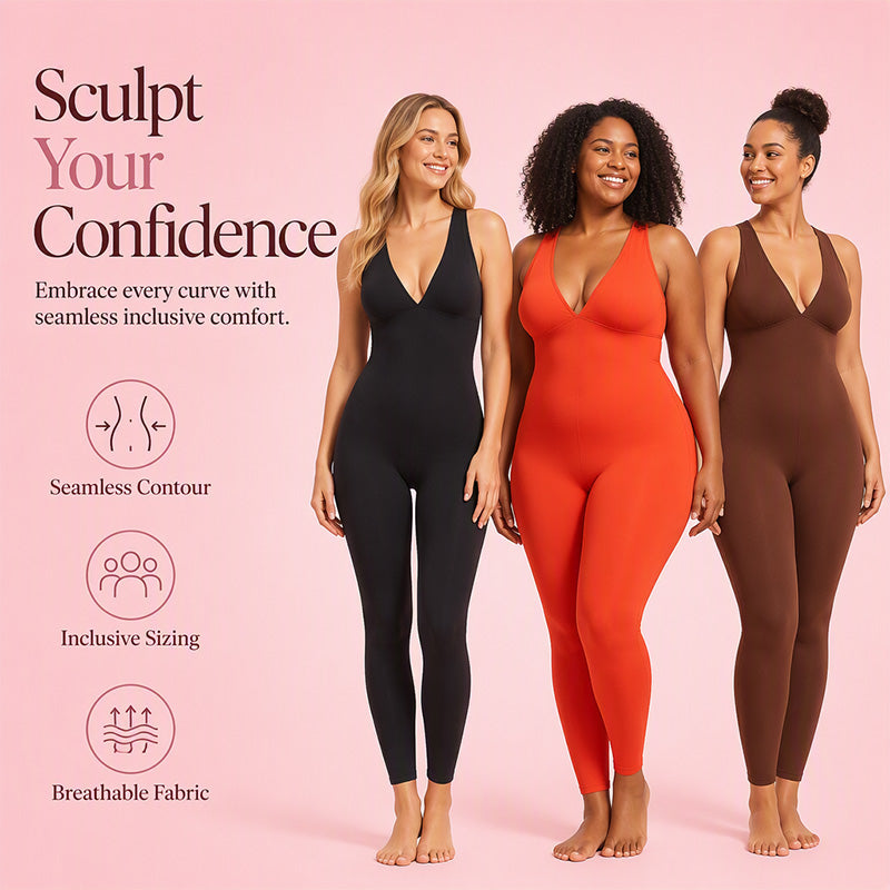 High-Stretch V-Neck Jumpsuit