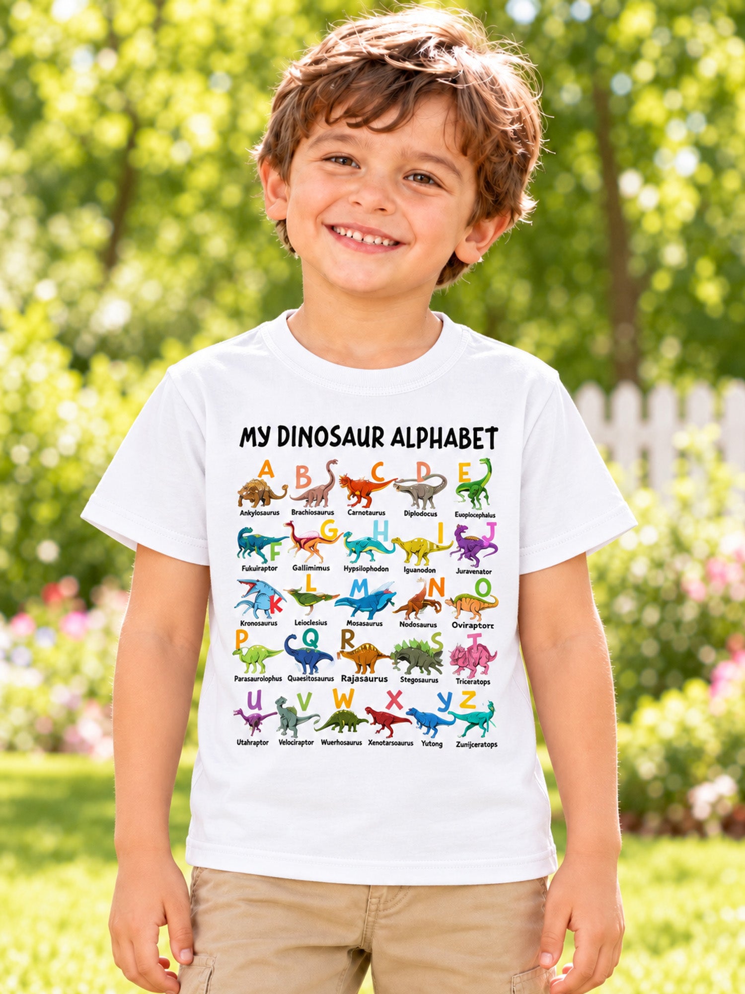 Kids Dinosaur Alphabet Graphic T-Shirt