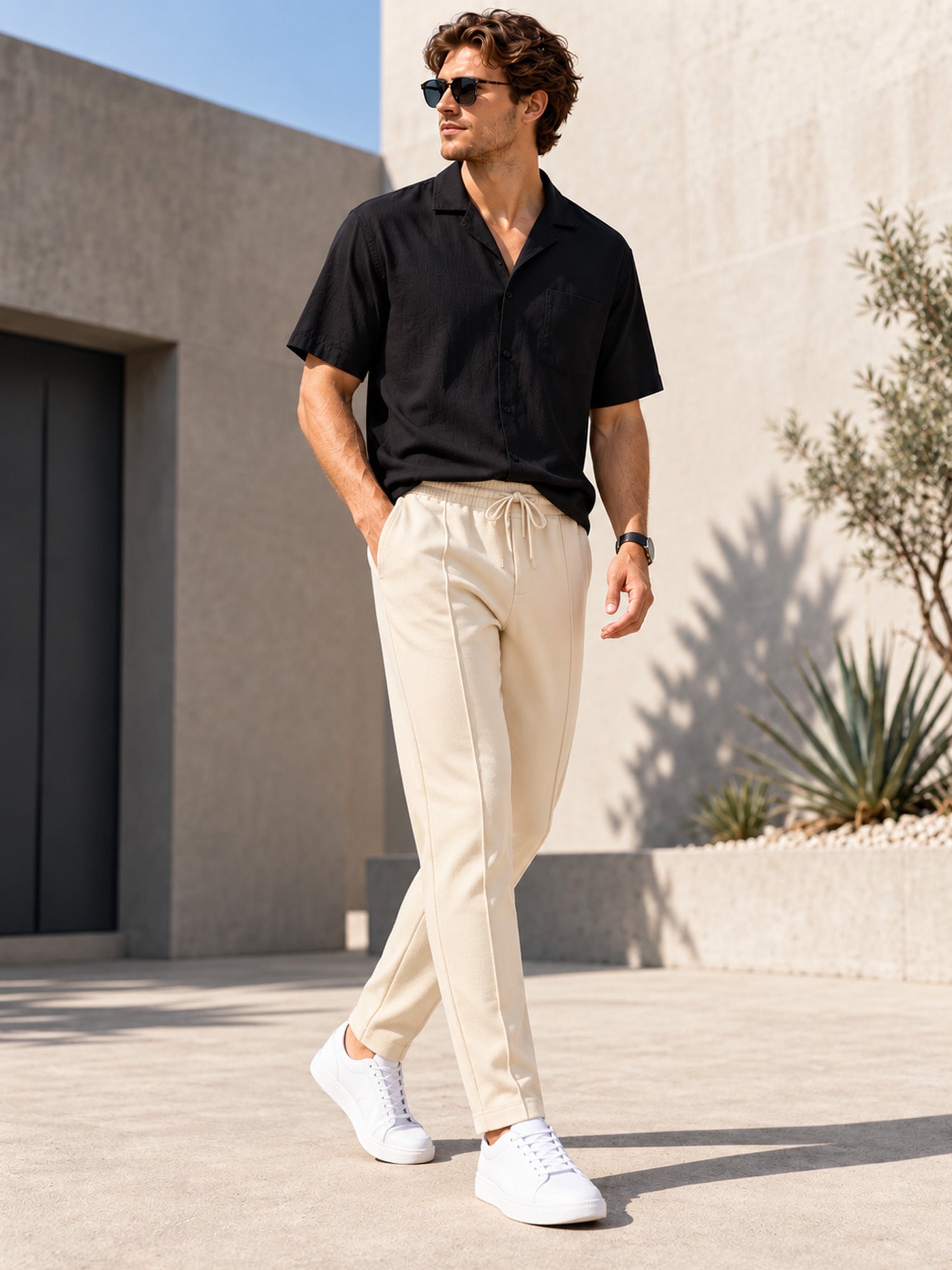 Men's Drawstring Waist Straight-Leg Pants