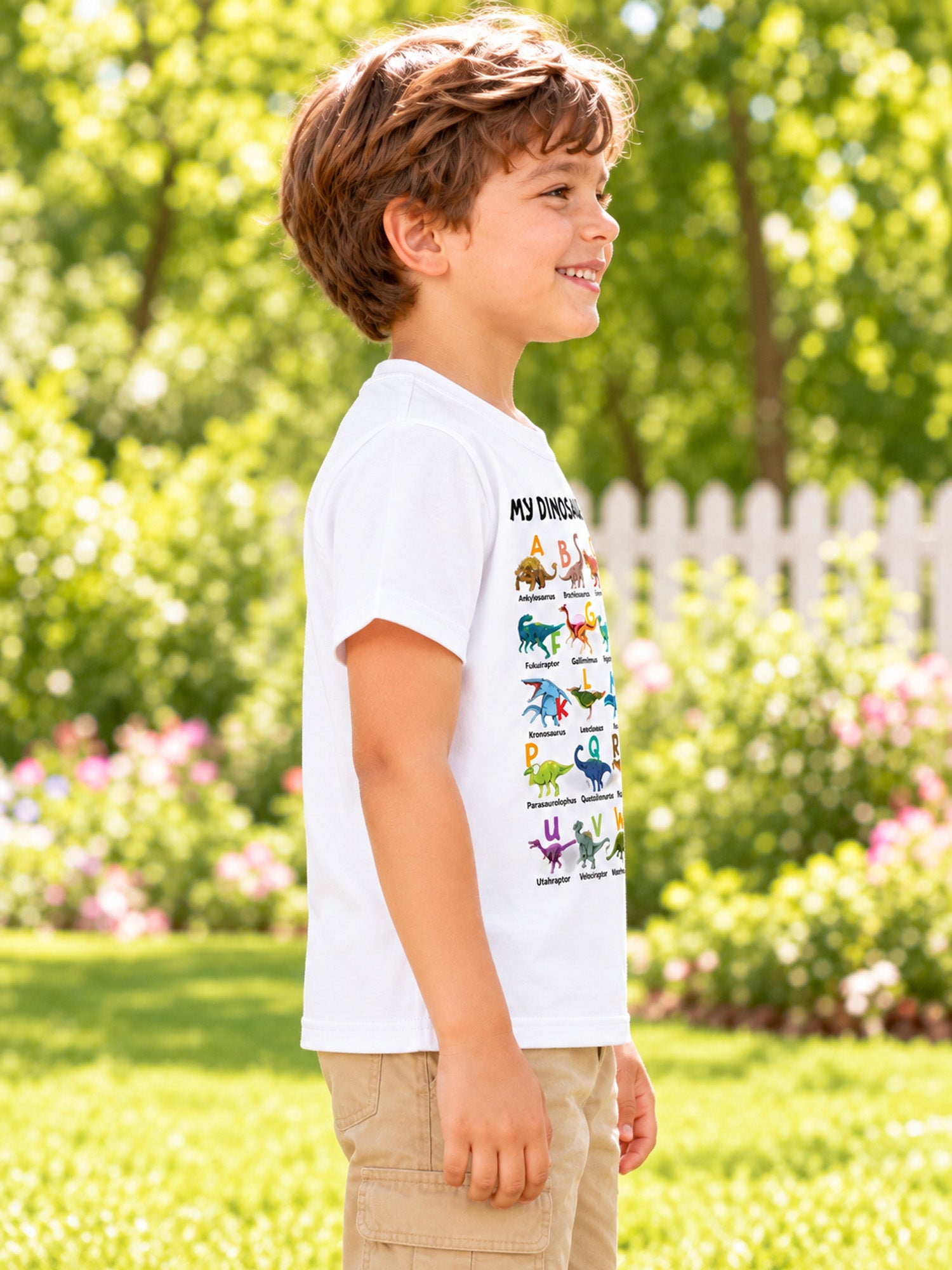 Kids Dinosaur Alphabet Graphic T-Shirt