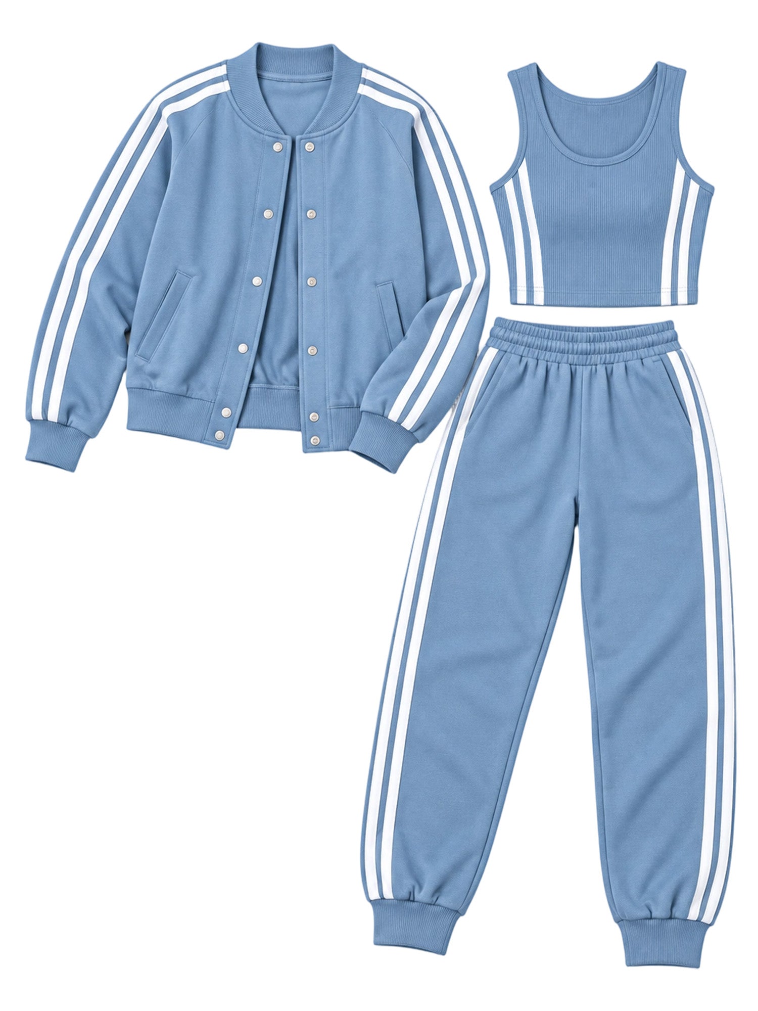 Women's Casual 3-Piece Set - Jacket, Tank Top & Pants