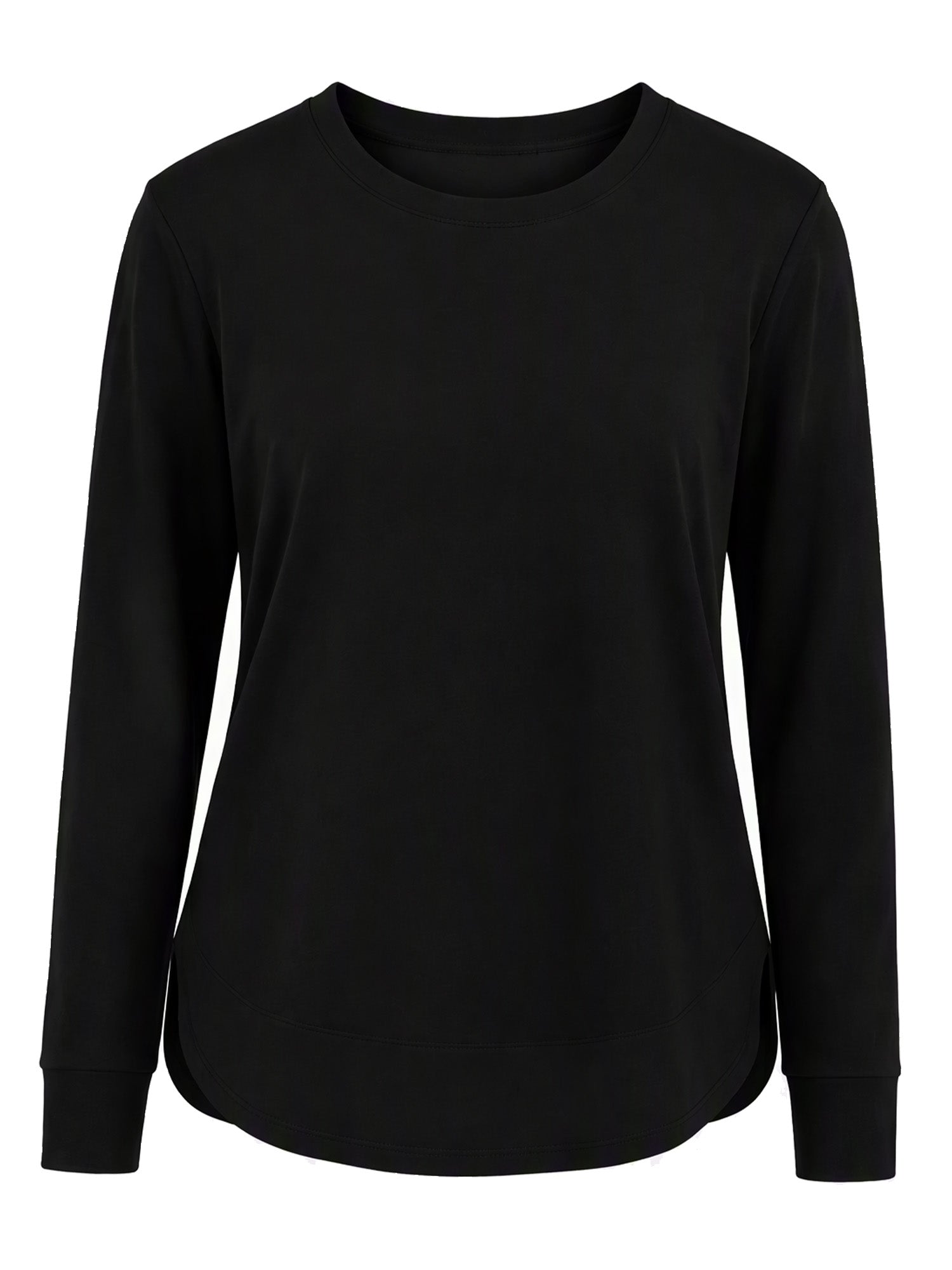 Women’s Solid High Low Hem Long-Sleeve Tops