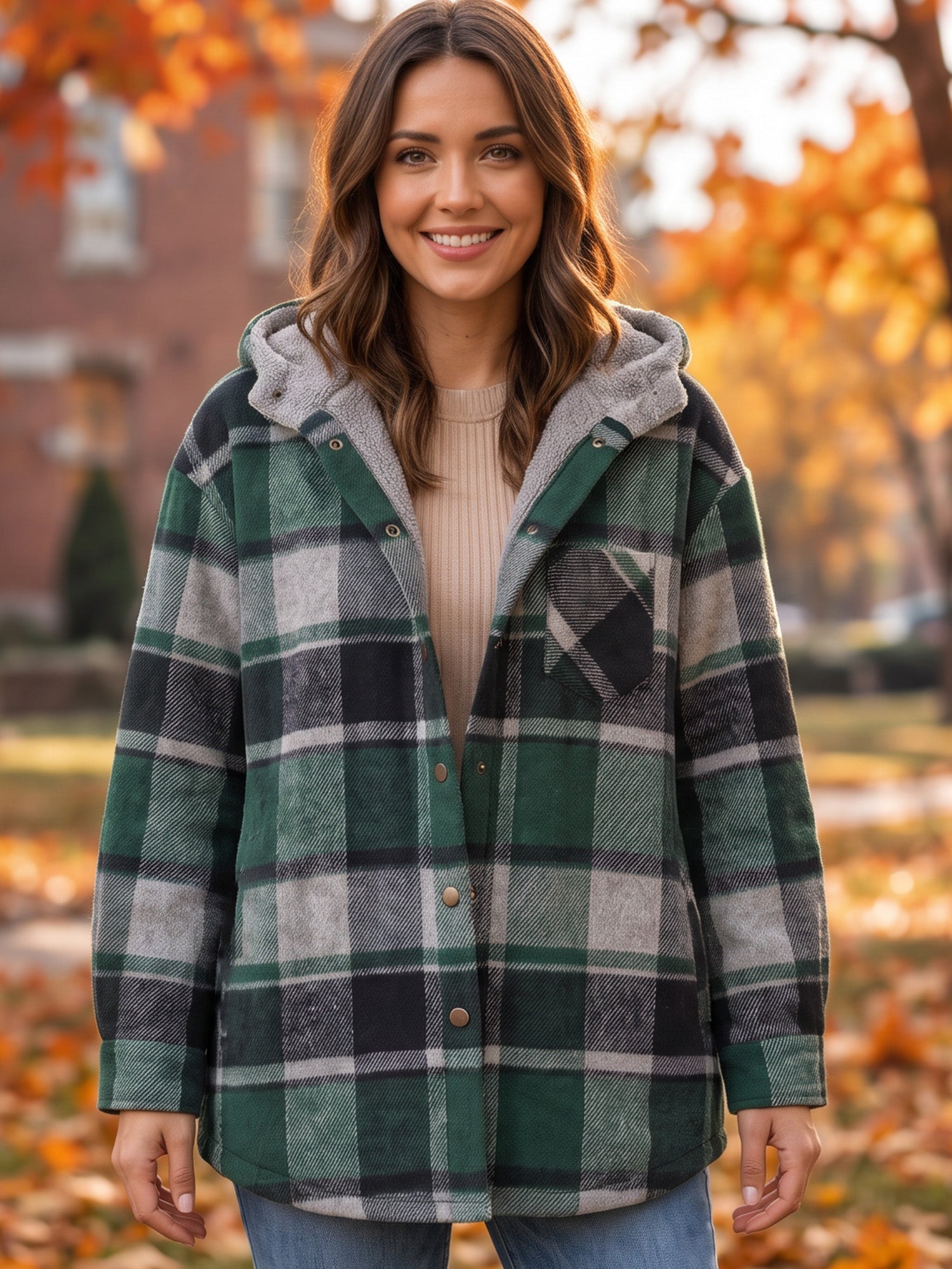 🎉 Last Day Promotion-55% OFF 🧸 Women’s Classic Cozy Plaid Hooded Jacket