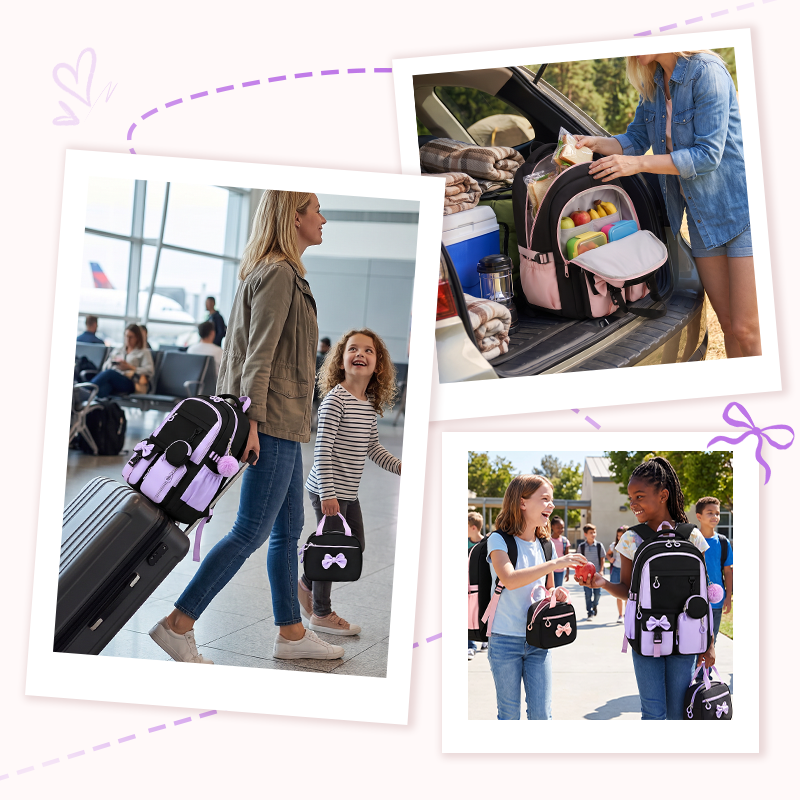 Cute Bowknot Backpack Set for Girls