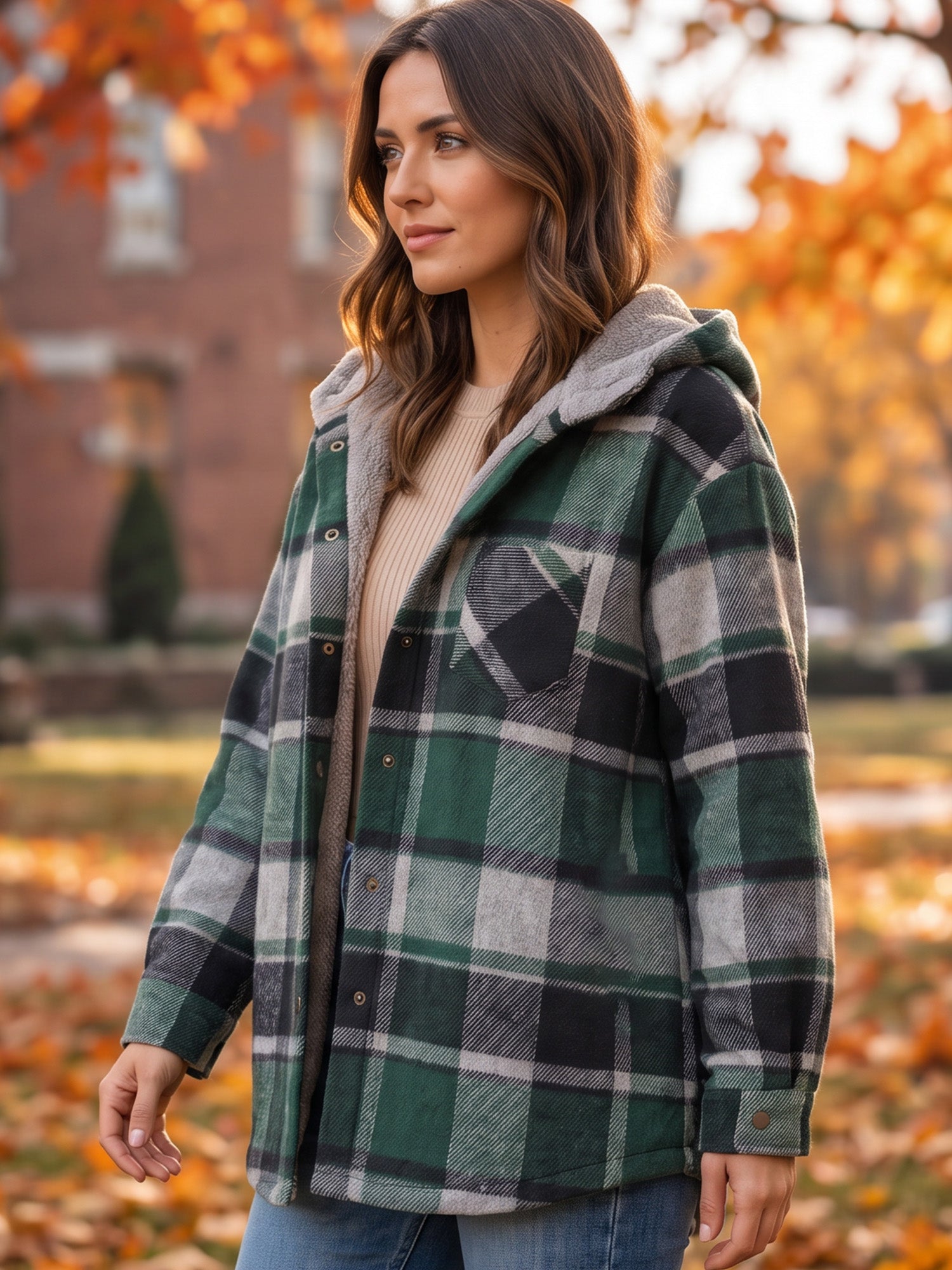 🎉 Last Day Promotion-55% OFF 🧸 Women’s Classic Cozy Plaid Hooded Jacket
