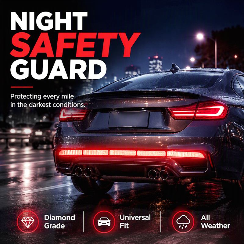 Be Seen Instantly! No-Dark Reflective Bumper Strips