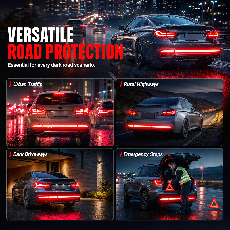 Be Seen Instantly! No-Dark Reflective Bumper Strips