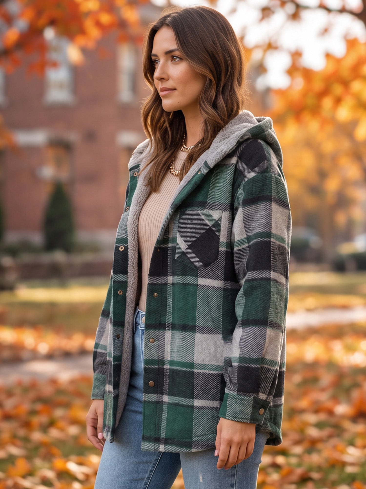 🎉 Last Day Promotion-55% OFF 🧸 Women’s Classic Cozy Plaid Hooded Jacket