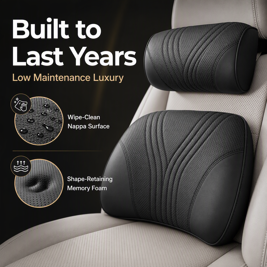Premium Car Seat Headrest & Lumbar Support Cushion
