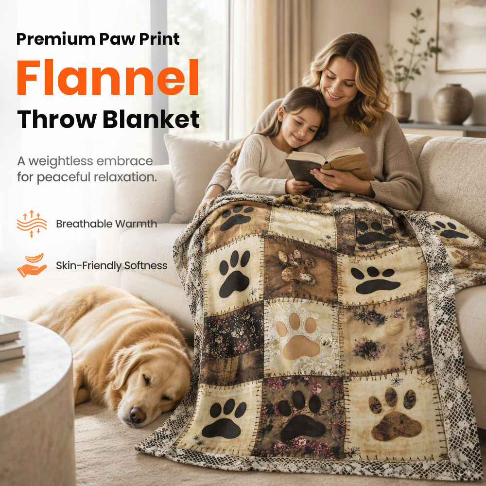 Cute Paw Print Soft Flannel Blanket