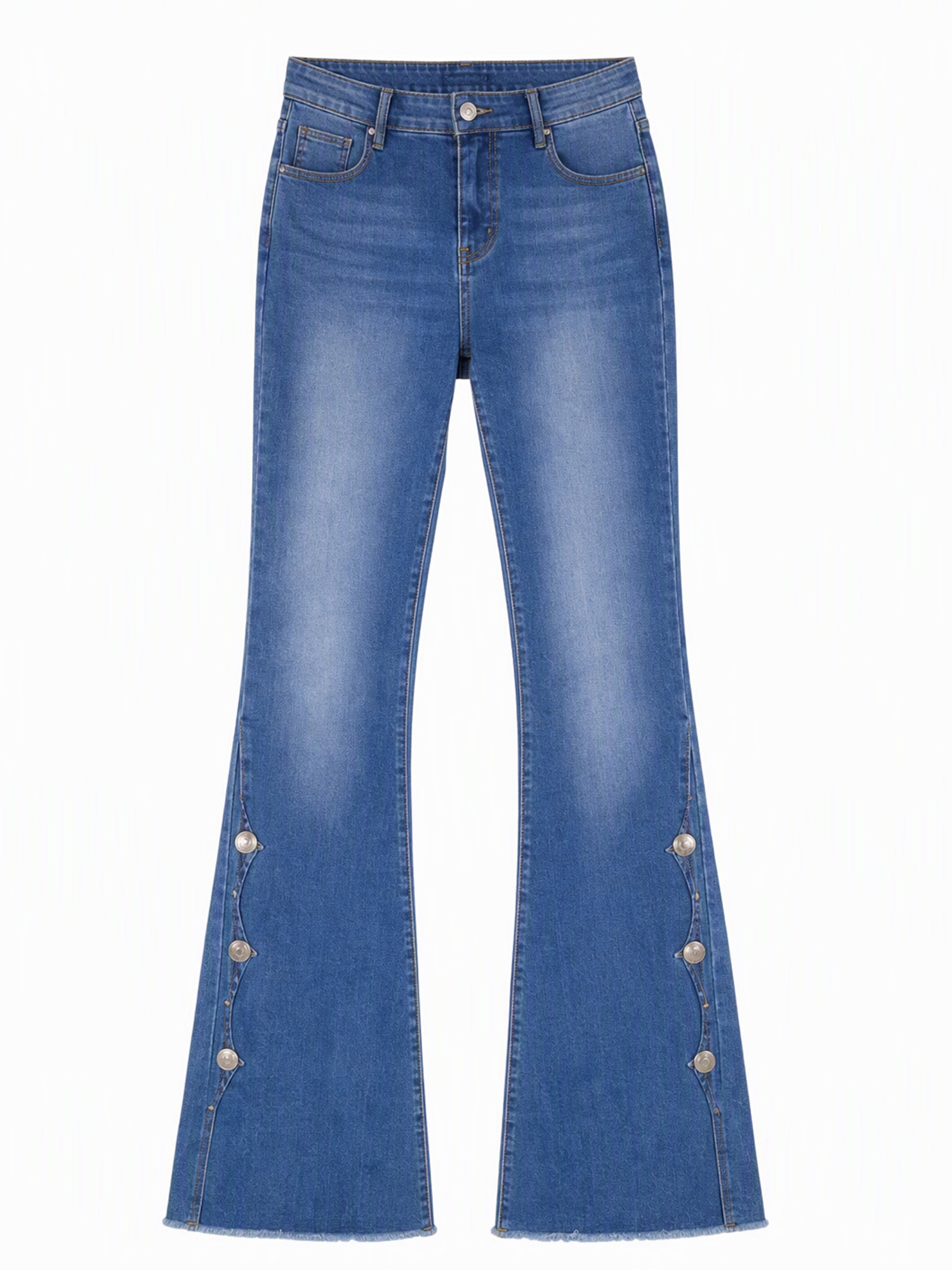 Women High Waisted Distressed Flare Jeans