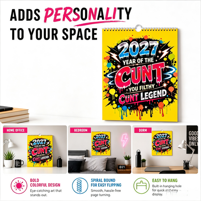 💥Early Bird Sale — 50% OFF🎁2027 Year of the Cunt Wall Calendar – Bold Graffiti Humor Calendar📆🌟