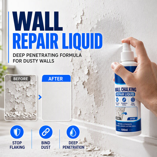 🥳2026 HOT SALE🥳💞50K+ SOLD! 🏠🧱 Wall Repair Liquid – locks chalky plaster instantly, stops dust & flaking. Acrylic formula binds loose particles into a solid base. Easy roller apply! 🛠️✅