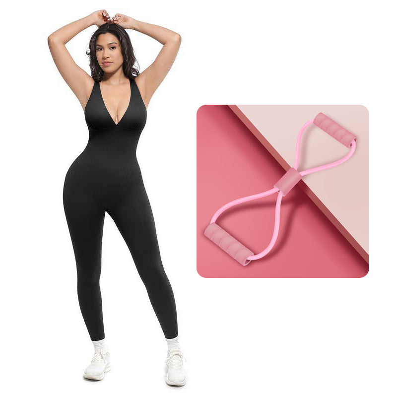 High-Stretch V-Neck Jumpsuit