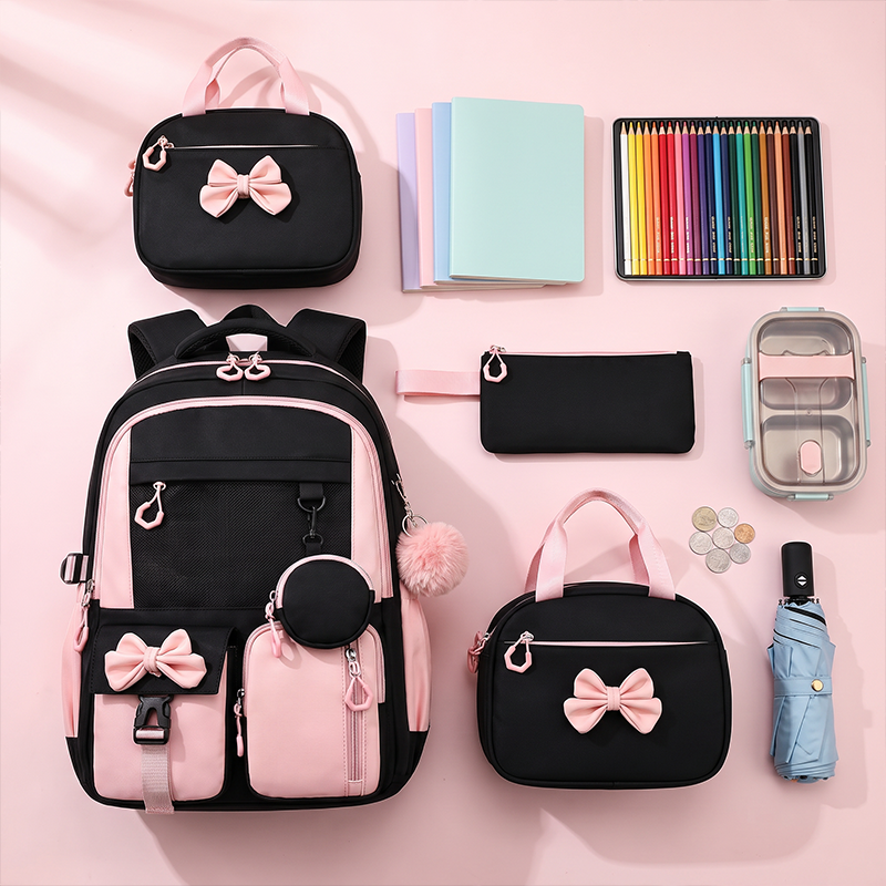 Cute Bowknot Backpack Set for Girls