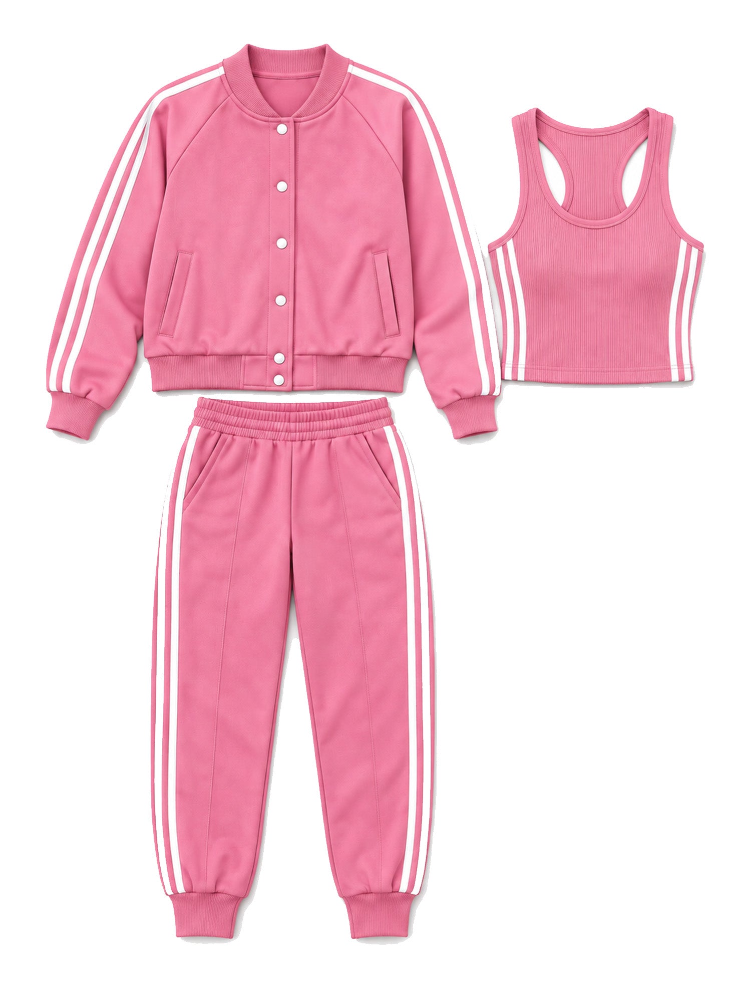 Women's Casual 3-Piece Set - Jacket, Tank Top & Pants