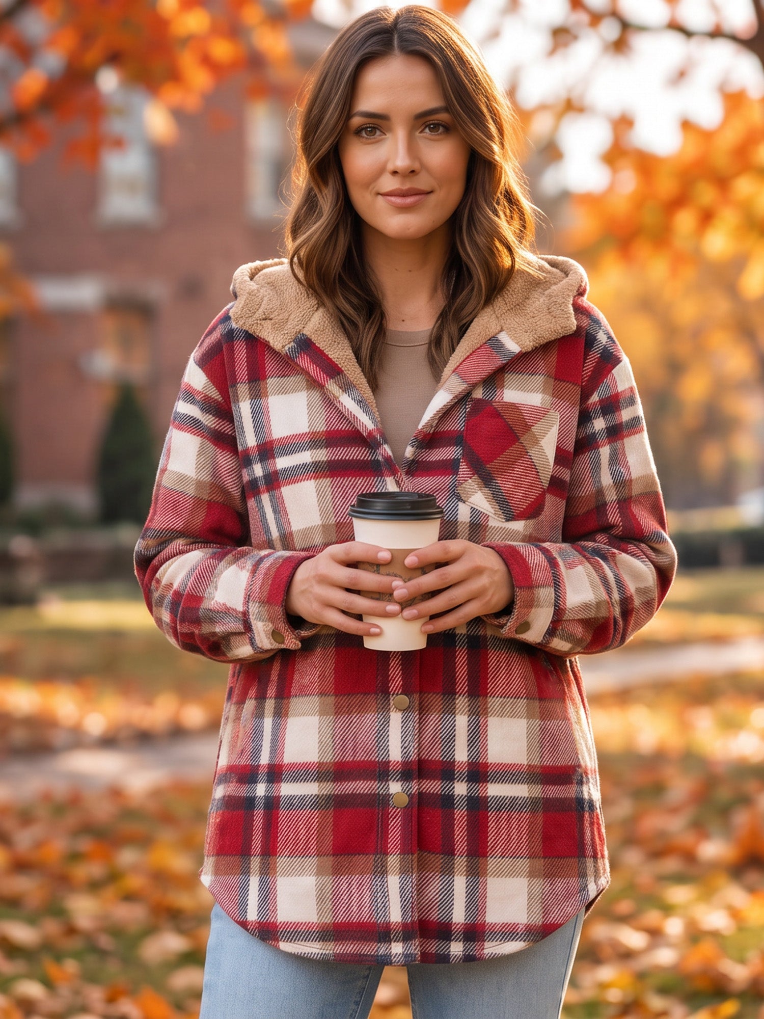 🎉 Last Day Promotion-55% OFF 🧸 Women’s Classic Cozy Plaid Hooded Jacket
