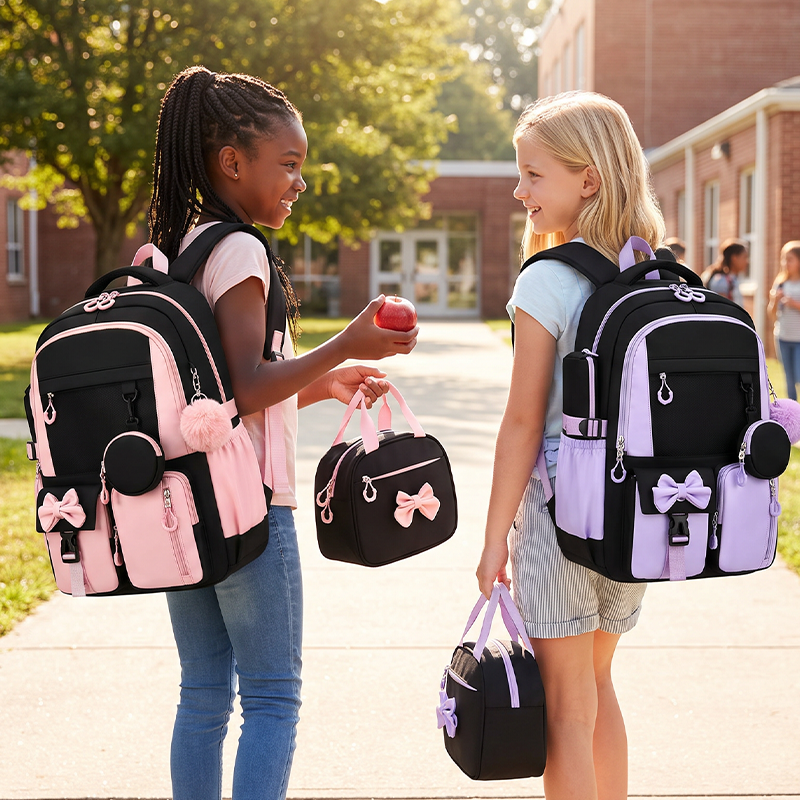 Cute Bowknot Backpack Set for Girls