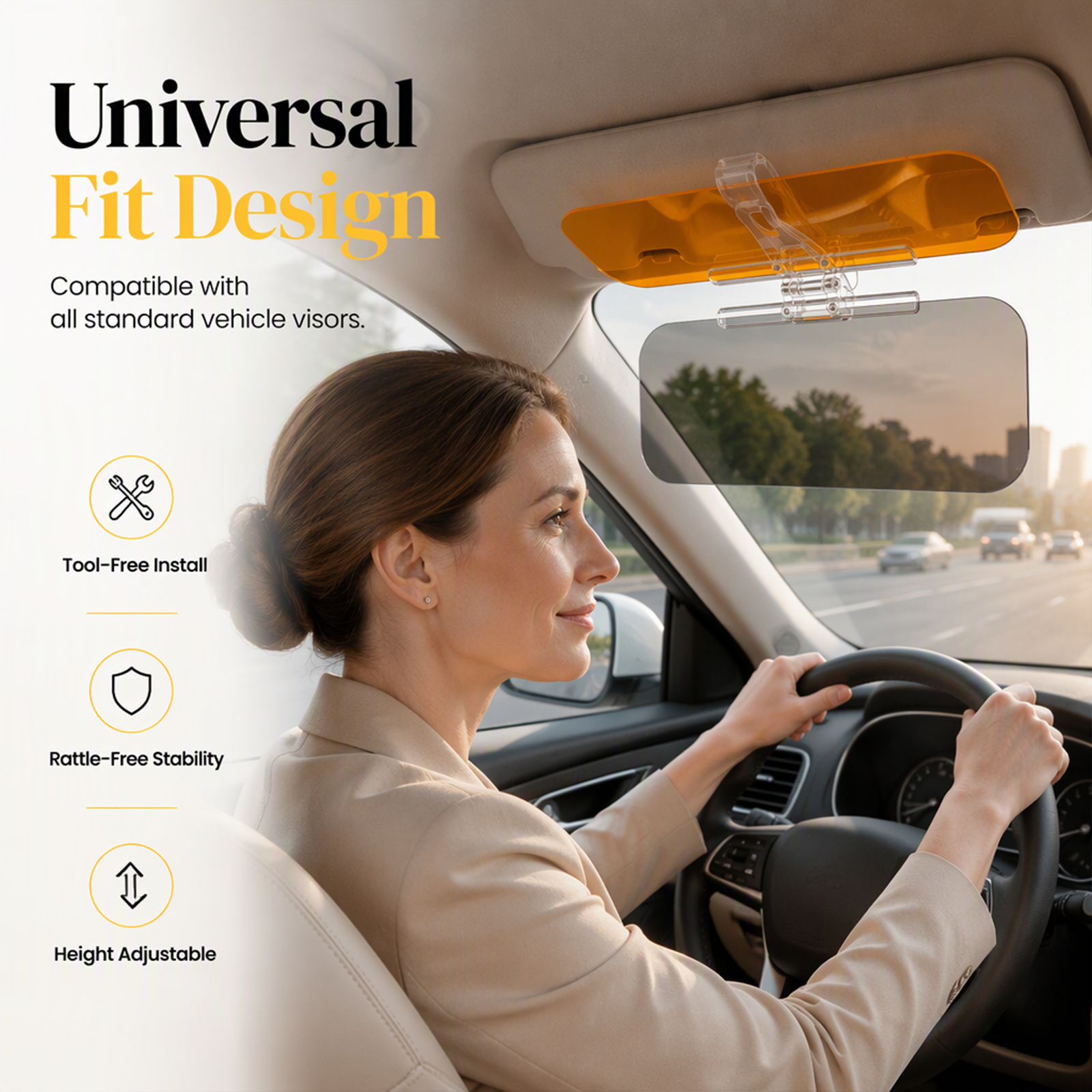 🚗 Save 50%! 🌙 Universal HD Anti-Glare Visor – Day & night driving safety ✨