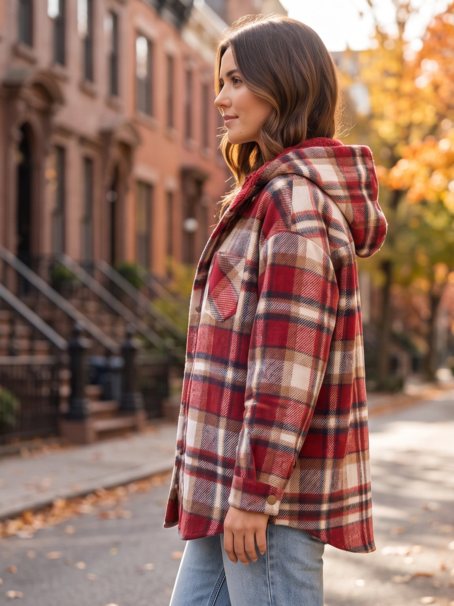 🎉 Last Day Promotion-55% OFF 🧸 Women’s Classic Cozy Plaid Hooded Jacket