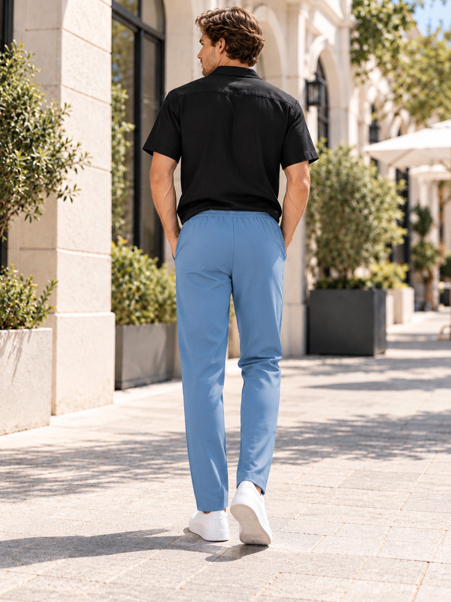 Men's Drawstring Waist Straight-Leg Pants