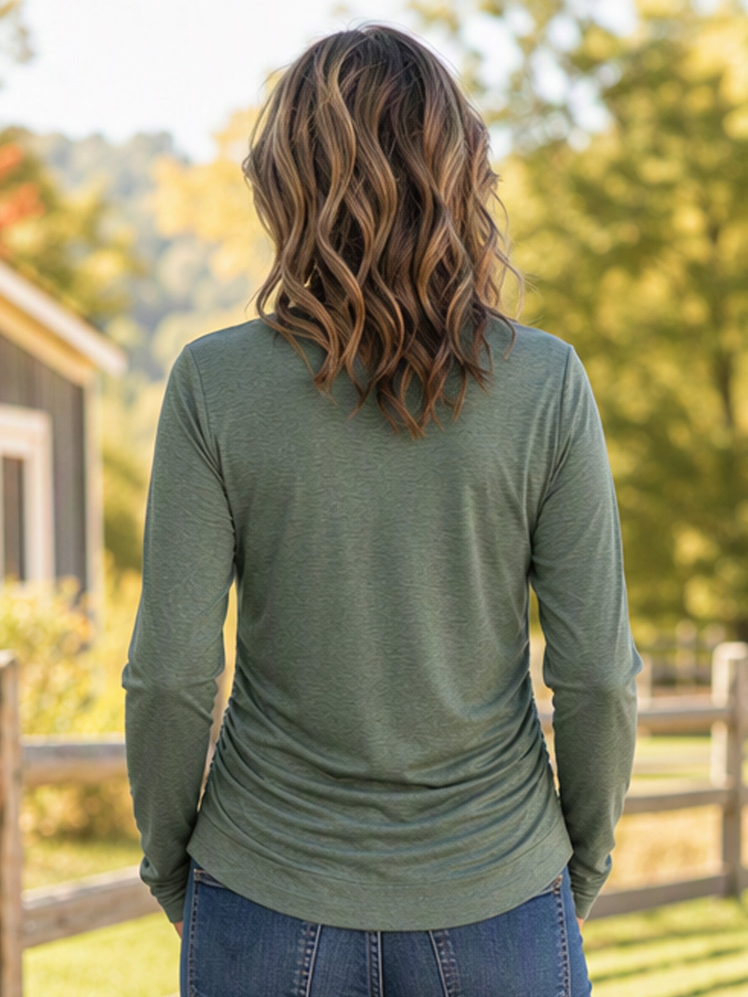 Women's Casual Crewneck Ruched HemTop