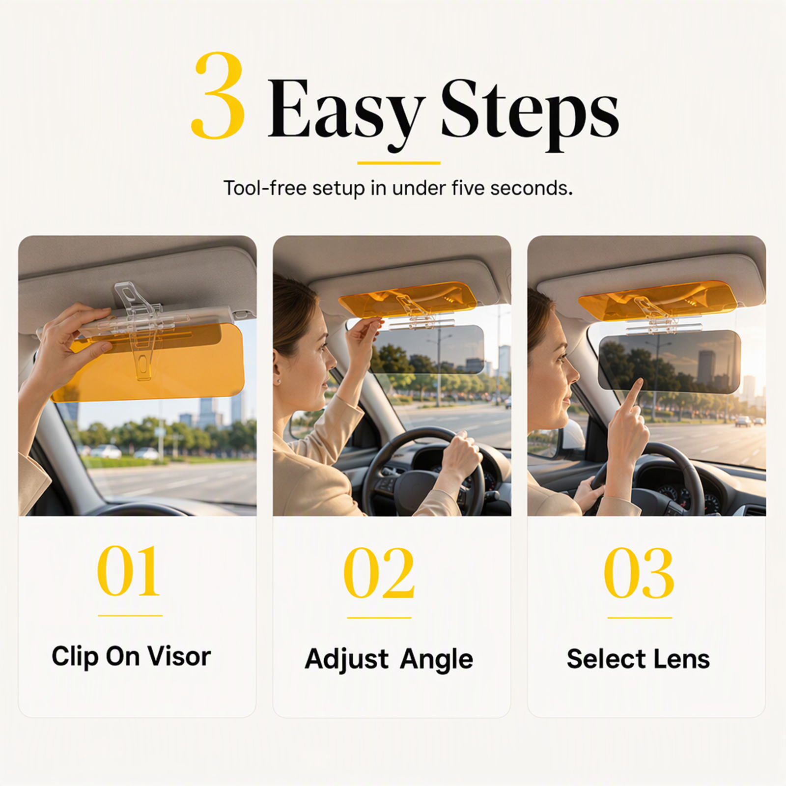 🚗 Save 50%! 🌙 Universal HD Anti-Glare Visor – Day & night driving safety ✨