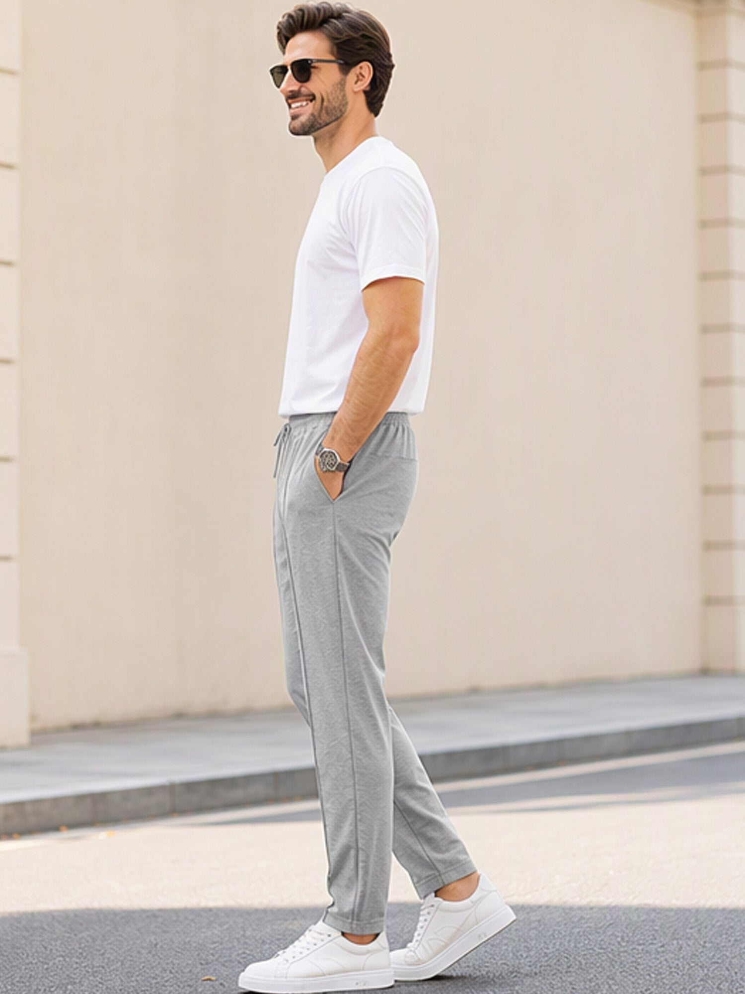 Men's Drawstring Waist Straight-Leg Pants