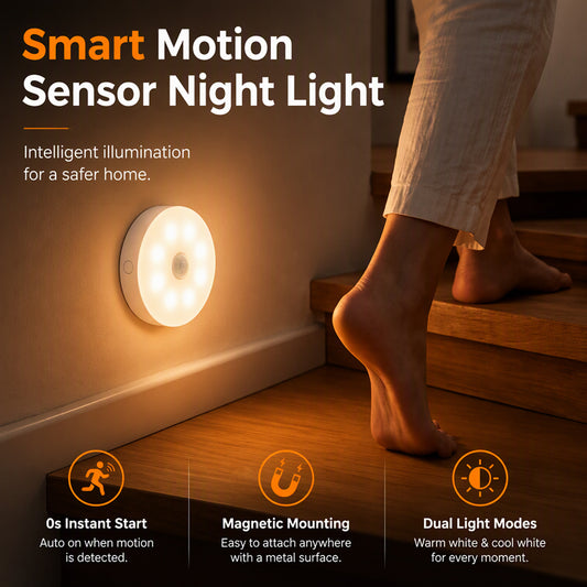 💡50% OFF NOW! Magnetic Wireless LED Motion Sensor Night Light – Eye-Caring Flicker-Free Cabinet Lamp, Rechargeable Stick-On Night Light for Bedroom, Staircase, Closet & Emergency