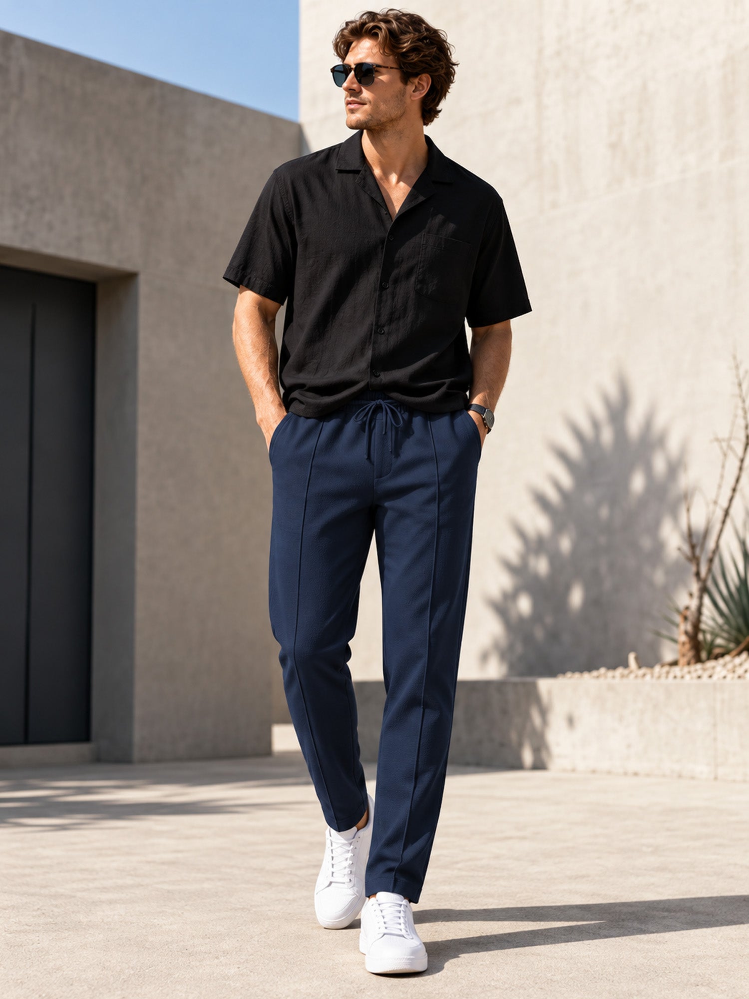 Men's Drawstring Waist Straight-Leg Pants