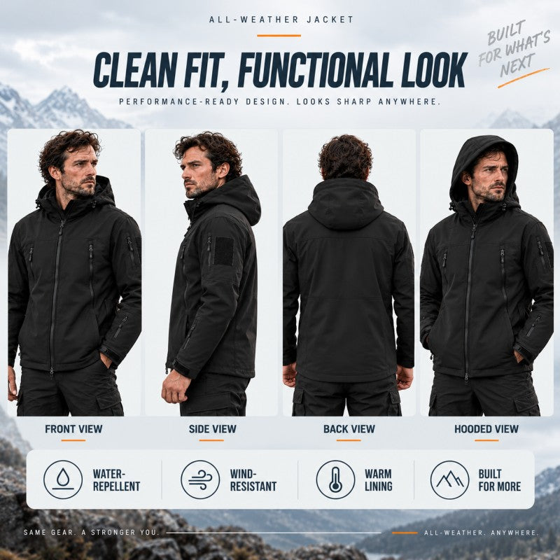 💥 Built for Wind & Rain | Men's Waterproof Insulated Outdoor Jacket