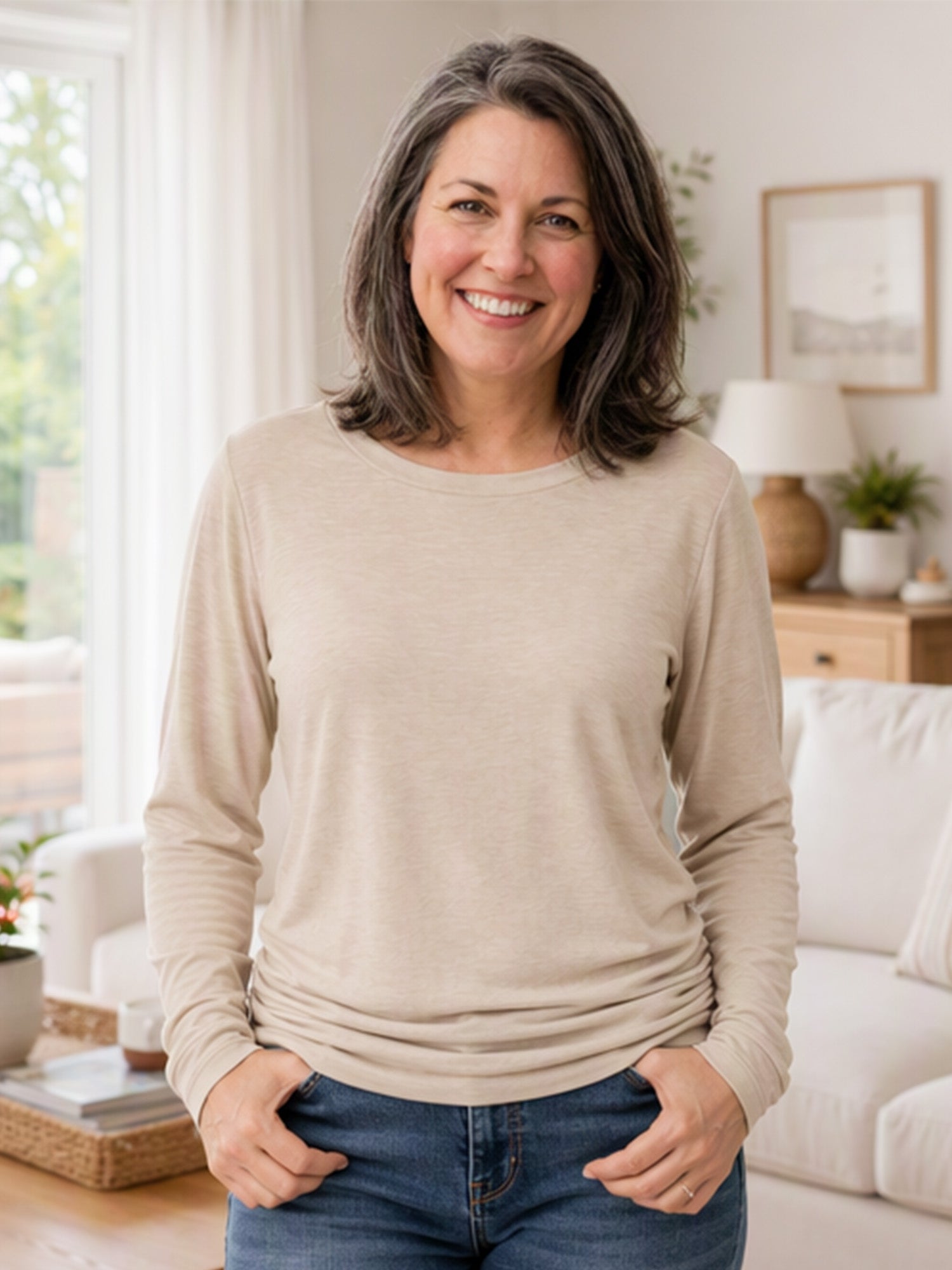 Women's Casual Crewneck Ruched HemTop