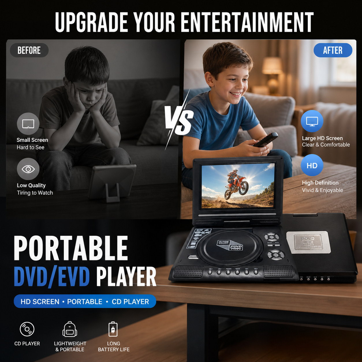 📺 7.8" HD Portable DVD/EVD Player 🔥 50% OFF