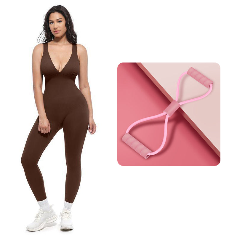 High-Stretch V-Neck Jumpsuit
