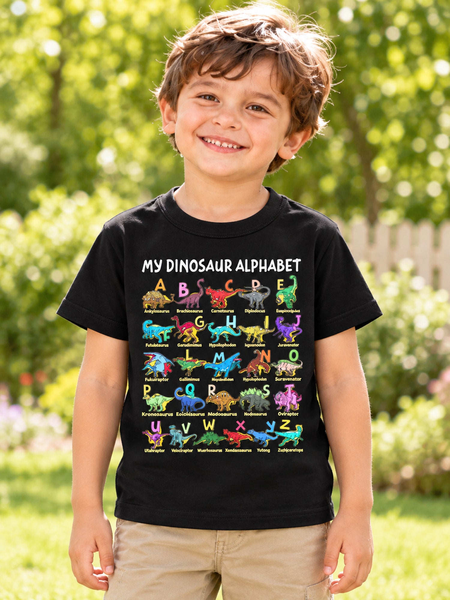 Kids Dinosaur Alphabet Graphic T-Shirt